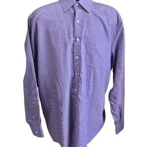 Enro Purple Micro-Check‎ Dress Shirt 18-36/37 Non-Iron 100% Cotton